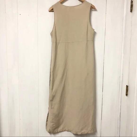 Vintage Liz Claiborne Linen Blend Tan Maxi Dress - Picture 4 of 5